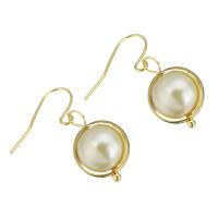 Boucle d'oreille coquillage de la mer du Sud, acier inoxydable, avec Shell Pearl, Placage de couleur d'or, pour femme, 28mm, Vendu par paire