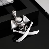 Roestvrij staal Skull Hangers, zonder snoer & voor de mens, oorspronkelijke kleur, 48x49mm, Verkocht door PC