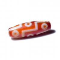 Naturlige tibetanske Agate Dzi Beads, Tibetansk agat, poleret, du kan DIY, rød, 13x37mm, Solgt af PC