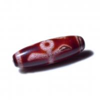 Coirníní Tibéidis dZi Agate Nádúrtha, Agate Tibéidis, Droim, snasta, DIY, dearg, 13x37mm, Díolta De réir PC