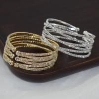 Σίδερο Σφαλιάρα Bangle, επιχρυσωμένο, κοσμήματα μόδας & με στρας, περισσότερα χρώματα για την επιλογή, 25mm, Εσωτερική διάμετρος:Περίπου 59mm, Sold Με PC