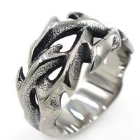 316L rostfritt stål Finger Ring, antik silver pläterad, Unisex, 15x13mm, Säljs av PC