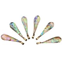 Natūralus Abalone Shell Pakabukai, Ausis "Shell, su Žalvarinis, Ašara, aukso spalva padengtas, unisex, multi-colored, 12x48mm, Pardavė PC