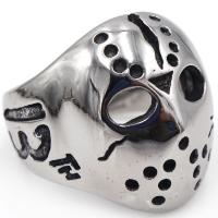 Rostfritt stål Fingerringar, 316L rostfritt stål, Mask, antik silver pläterad, Unisex, 17x24mm, Säljs av PC