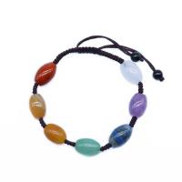 Gemstone Armbånd, Ædelsten, med Polyester, poleret, mode smykker, blandede farver, Solgt Per 7.09 inch Strand