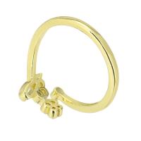 Žalvarinis Cuff Finger Ring, aukso spalva padengtas, mikro nutiesti kubinių Zirconia, Dydis:7, Pardavė PC