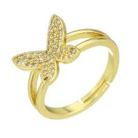 Messing Open Finger Ring, Vlinder, gold plated, Verstelbare, Maat:7, Verkocht door PC