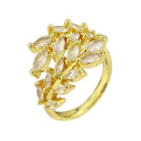 Brass Cuff Finger Ring gold color plated Adjustable & micro pave cubic zirconia US Ring Sold By PC