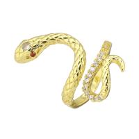 Messing Manchet Finger Ring, Slang, gold plated, Verstelbare & micro pave zirconia & hol, Maat:7, Verkocht door PC