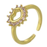 ottone Anelli Cuff, Regolabile & gioielli di moda & Micro spianare cubic zirconia & per la donna, dorato, 12x11x2mm, 10PC/lotto, Venduto da lotto