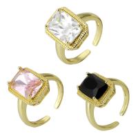 Kubisk Zircon Mässing Finger Ring, Justerbar & mode smycken & för kvinna & med cubic zirconia, fler färger för val, 11x15x3mm, 10PC/Lot, Säljs av Lot