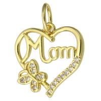 Messing hanger met micro-paved kubieke zirconia's, mode sieraden & micro pave zirconia & voor vrouw, gouden, 20x20x3mm, 10pC's/Lot, Verkocht door Lot