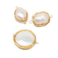 Freshwater Pearl Connector with Brass gold color plated fashion jewelry & DIY Sold By PC