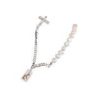 Acrilico collana, lega in zinco, with acrilico, with 1.97Inch extender chain, placcato color argento, per la donna & con strass, assenza di nichel,piombo&cadmio, 9x18mm, Lunghezza Appross. 19.02 pollice, Venduto da PC