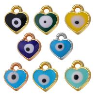 Evil Eye Pendler, Zinc Alloy, Heart, guldfarve belagt, Unisex, flere farver til valg, nikkel, bly & cadmium fri, 8x7mm, Ca. 500pc'er/Bag, Solgt af Bag