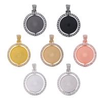 Zinc Alloy vedhæng Cabochon Setting, Runde, guldfarve belagt, Unisex & med rhinestone, flere farver til valg, nikkel, bly & cadmium fri, 25mm, Ca. 50pc'er/Bag, Solgt af Bag