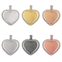 Zinc Alloy vedhæng Cabochon Setting, Heart, guldfarve belagt, Unisex & med rhinestone, flere farver til valg, nikkel, bly & cadmium fri, 30mm, Ca. 50pc'er/Bag, Solgt af Bag