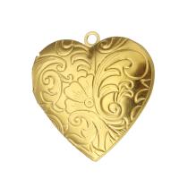 Lo zinco in lega Locket pendenti, acciaio inox, Cuore, placcato color oro, 29x30x6mm, Foro:Appross. 2mm, Venduto da PC