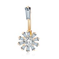 Belly Ring Ottone, with acciaio inox, Micro spianare cubic zirconia & per la donna, nessuno, 28x12mm, Venduto da PC