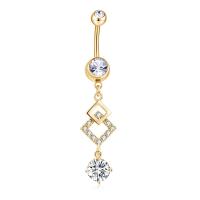 Belly Ring Ottone, with acciaio inox, Micro spianare cubic zirconia & per la donna, nessuno, 54x12mm, Venduto da PC