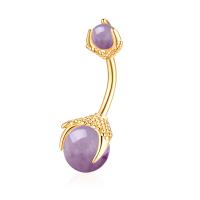 Belly Ring Ottone, with quarzo naturale & acciaio inox, per la donna, nessuno, 29x8mm, Venduto da PC