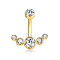 Belly Ring Ottone, with acciaio inox, Micro spianare cubic zirconia & per la donna, nessuno, 29x18mm, Venduto da PC