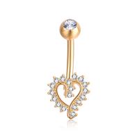 Brass Belly Ring   with Stainless Steel micro pave cubic zirconia & for woman Sold By PC