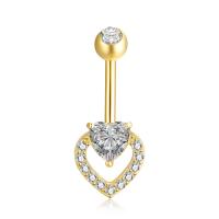 Brass Belly Ring   with Stainless Steel micro pave cubic zirconia & for woman Sold By PC