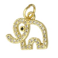 Messing hanger met micro-paved kubieke zirconia's, Olifant, mode sieraden & DIY & micro pave zirconia & voor vrouw, gouden, 14x11.50x2mm, Gat:Ca 3mm, 10pC's/Lot, Verkocht door Lot