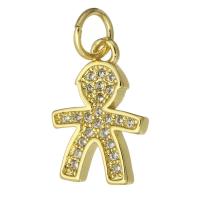 Messing hanger met micro-paved kubieke zirconia's, mode sieraden & DIY & micro pave zirconia & voor vrouw, gouden, 10x14x2mm, Gat:Ca 3mm, 10pC's/Lot, Verkocht door Lot