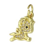 Cubic Zirconia Micro Pave Brass Pendant Unicorn fashion jewelry & DIY & micro pave cubic zirconia & for woman golden Approx 3mm Sold By Lot