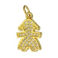 Цирконий Micro Pave латунь подвеска, Латунь, ювелирные изделия моды & DIY & инкрустированное микро кубического циркония & Женский, Золотой, 10x14x2mm, отверстие:Приблизительно 3mm, 10ПК/Лот, продается Лот