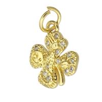 Messing hanger met micro-paved kubieke zirconia's, mode sieraden & DIY & micro pave zirconia & voor vrouw, gouden, 10x11x2mm, Gat:Ca 3mm, 10pC's/Lot, Verkocht door Lot