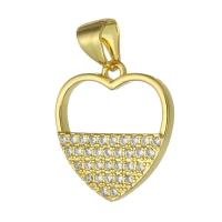 Messing hanger met micro-paved kubieke zirconia's, Hart, mode sieraden & DIY & micro pave zirconia & voor vrouw, gouden, 15x16x2mm, Gat:Ca 3mm, 10pC's/Lot, Verkocht door Lot