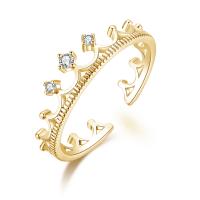 Brass Cuff Finger Ring Adjustable & micro pave cubic zirconia & for woman Sold By PC