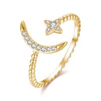 Brass Cuff Finger Ring Adjustable & micro pave cubic zirconia & for woman Sold By PC