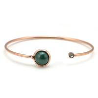 Acier titane bracelet manchette, avec Malachite, Placage, bijoux de mode & poli & styles différents pour le choix & pour femme & pour homme, couleur or rose, Vendu par PC