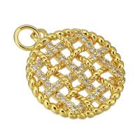 Kubni cirkonij Micro Pave Brass Privjesak, Mesing, zlatna boja pozlaćen, modni nakit & možete DIY & micro utrti kubni cirkonij & za žene, zlatan, 18x20x2mm, Rupa:Približno 3mm, 10računala/Lot, Prodano By Lot