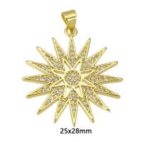 Befestigter Zirkonia Messing Anhänger, goldfarben plattiert, Modeschmuck & DIY & Micro pave Zirkonia & für Frau, goldfarben, 25x28x4mm, Bohrung:ca. 3mm, 10PCs/Menge, verkauft von Menge