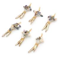 Zoetwater Parel Hangers, met Hars & Ijzer, gold plated, mode sieraden & DIY, 28x70mm, Verkocht door PC