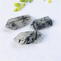 Black Rutilated Quartz punt Decoratie, Gesneden, verschillende grootte voor keus, gemengde kleuren, Verkocht door PC