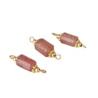 Conector de gemstone, misto de pedras semi-preciosas, with liga de zinco, cromado de cor dourada, DIY & materiais diferentes para a escolha, Mais cores pare escolha, 7x23mm, vendido por PC