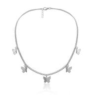 Zinc Alloy Jewelry Necklace Butterfly plated & for woman nickel lead & cadmium free Length Approx 14.1 Inch Sold By PC