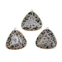 Gemstone Hängen Smycken, Mässing, med Dalmatian, Triangle, blandade färger, 34x31x7mm, Säljs av PC