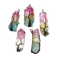 Quartz Gemstone Pendants Brass with Quartz irregular mixed colors Sold By PC