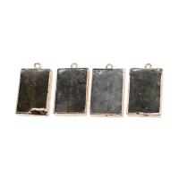 Pendants Gemstone Jewelry, Prás, le Gemstone, Cearnóg, dathanna measctha, 37x22x6mm, Díolta De réir PC