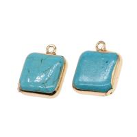 Pendentif turquoise, laiton, avec turquoise, cadre, bleu, 20x16x16mm, Vendu par PC