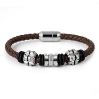 PU cavo bracciali, with acciaio inox, placcato, gioielli di moda & modello intrecciato, nessuno, Lunghezza 18 cm, Venduto da PC