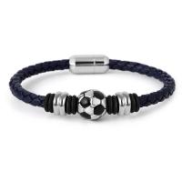 PU Leather Cord Bracelets with Stainless Steel silver color plated fashion jewelry & woven pattern & enamel Length 18 cm Sold By PC