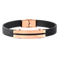 PU Leather Cord Bracelets with Stainless Steel plated fashion jewelry & woven pattern Length 19 cm Sold By PC